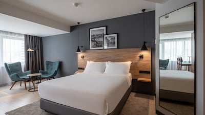 Bedrooms at Radisson Baku are well-appointed and come with views of the Caspian Sea. Photo: Radisson