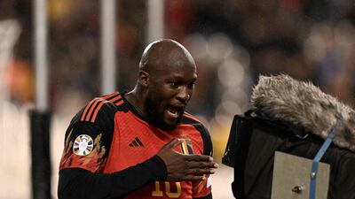 Belgium's Romelu Lukaku celebrates scoring his fourth goal. AFP