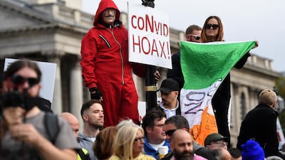 People attend a 'We Do Not Consent' rally at Trafalgar Square. EPA