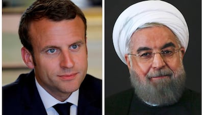 French president Emmanuel Macron and his Iranian counterpart Hassan Rouhani agreed to work together to preserve the nuclear accord with Iran. REUTERS/Philippe Wojazer/Alessandro Bianchi/File Photos