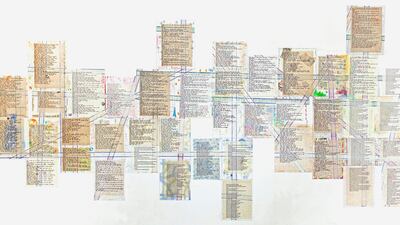 'Song Tracks' by Judy Blum Reddy, on view at 1x1 Art Gallery. Courtesy Ram Rahman