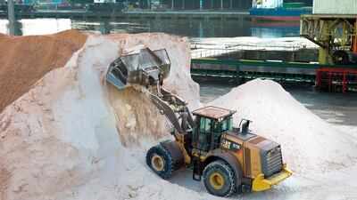 Potash is prepared prior to loading onto a container ship at the potash facility at Tees Docks. Potash products are used for fertilizer production as well as for glass making and applications in the chemical and pharmaceutical industries. Ian Forsyth / Getty Images