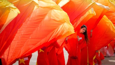 Performers take part in a parade celebrating the 80th anniversary of independence in Hanoi, Vietnam. Reuters