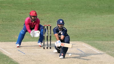 USA's Shayan Jahangir hits a boundary
