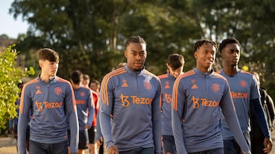 Manchester United's Anthony Elanga and Noam Emeran during a training session in Jerez de la Frontera, Spain, on December 6, 2022. All pictures Getty Images