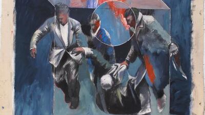 Untitled, 1976, oil and charcoal on canvas, by Nicky Nodjoumi, from the collection of the artist. Gina Fuentes Walker