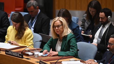 Senior humanitarian and reconstruction co-ordinator for Gaza Sigrid Kaag attends a UN Security Council meeting in New York City. AFP