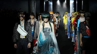 The men’s and women’s collection was inspired by the garb of fighter pilots and skydivers