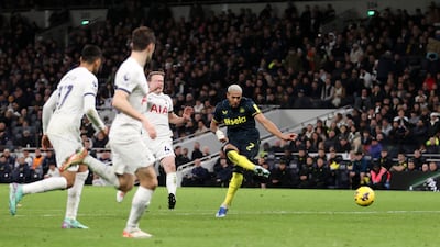 Joelinton of Newcastle United scores their first goal. Getty Images