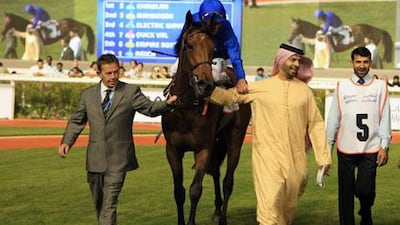 Saeed bin Suroor, right, the Godolphin trainer, lags two behind Mike de Kock in saddling winners at this year’s Carnival.
