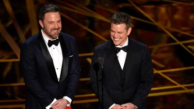 Affleck and Damon won the Oscar for best original screenplay for Good Will Hunting. AP