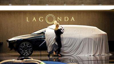 An Aston Martin Lagonda All-Terrain car is displayed at the Geneva International Motor Show, which opens Thursday. Aston Martin shares collapsed by 40 per cent of their debut value after details of the luxury sports car company’s IPO-fuelled losses reached investors. Photo: Reuters
