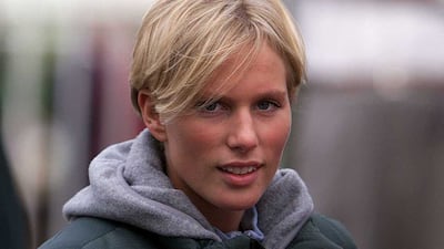 Zara Phillips in a grey hoodie and gilet to watch the horse racing at Chepstow Races on October 18, 2000. Allsport