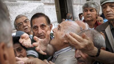During the Greek debt crisis in 2015, pensioners were unable to get hold of their money. Its future depends on its creditors working together. Daniel Ochoa de Olza / AP Photo