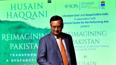 Husain Haqqani, a Pakistani former diplomat, at the launch of his book 'Reimagining Pakistan: Transforming a Dysfunctional Nuclear State', in Mumbai on April 12, 2018. Hindustan Times via Getty Images