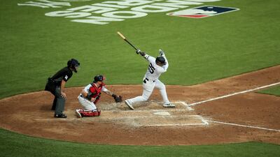 New York Yankees' Gleyber Torres (right) during the MLB London Series Match at The London Stadium. PRESS ASSOCIATION Photo