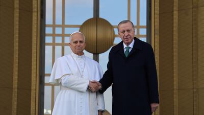 The Pope with Mr Erdogan. EPA