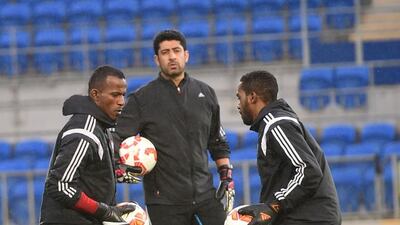 Majed Naser (left) during a UAE national football team training session at Robina Stadium, Gold Coast, Austalia. December 28 2014. Photo Courtesy: UAE FA