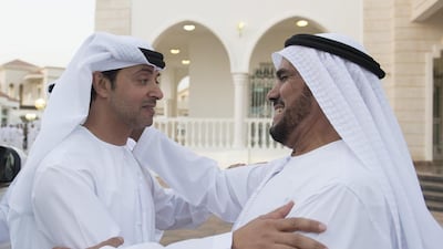Sheikh Hazza bin Zayed, National Security Advisor and Deputy Chairman of the Abu Dhabi Executive Council, attends an iftar banquet hosted by Lt General Mohammed Obaid Al Kaabi, in honour of Sheikh Hazza at Al Masoudi, Al Ain.