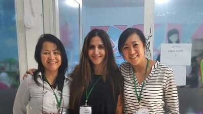 Carla Bygrave with Maria Iqbal and Theresa Tsui.