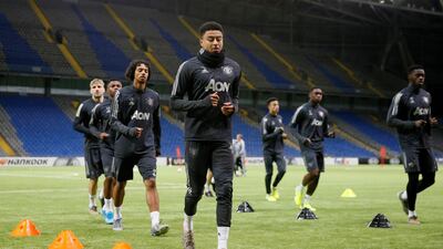 Manchester United's Jesse Lingard during training in Nur-Sultan on Wednesday. Reuters