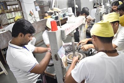 Prisoners polish diamonds at Lajpore Central Jail in Surat, India. Photo: Lajpore Central Jail