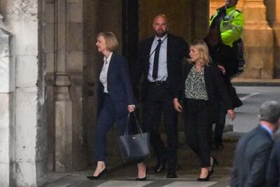 Liz Truss hotfooting it from the Houses of Parliament on Monday evening UK time. Bloomberg