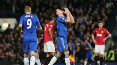 Gary Cahill reacts during Chelsea's 3-2 loss to Manchester United on Sunday. Shaun Botterill / Getty Images