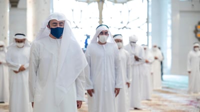 Sheikh Abdullah bin Zayed, the UAE's Minister of Foreign Affairs and International Co-operation, offers his prayers. Mohamed Al Hammadi / Ministry of Presidential Affairs