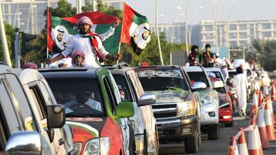 Cars and drivers take part of record breaking history as embellished cars descend on Yas Island to attempt a Guinness World Records title for the longest parade of decorated cars on the 42 National Day of the UAE. The event was organised by The Life & Style Show UAE on Monday, Dec. 02, 2013 in Abu Dhabi, United Arab Emirates. Photo: Charles Crowell for The National