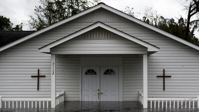 A church stands partially submerged in floodwaters during Tropical Storm Florence in Richlands, North Carolina. Bloomberg