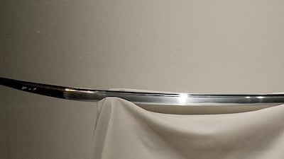 Japanese Samurai Blade, steel, 1200-1250, from the 100 Objects exhibition in Manarat Al Saadiyat. Mona Al-Marzooqi/ The National