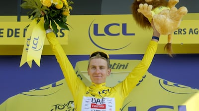 UAE Team Emirates-XRG rider Tadej Pogacar after Stage 11. EPA