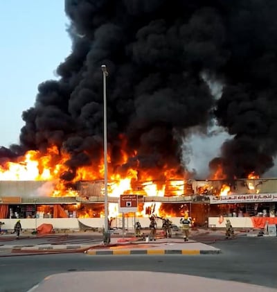 Firefighters battled a blaze at a souq in Ajman for more than two hours. The National