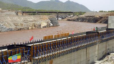 The Blue Nile in Guba, Ethiopia, during its diversion ceremony. The $4.2 billion Grand Renaissance Dam hydroelectric project had to divert a short section of the river -- one of two major tributaries to the main Nile - to allow the main dam wall to be built. William Lloyd George / AFP