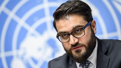 Afghanistan's National Security Adviser Hamdullah Mohib attends a press conference closing a two-day United Nations Conference on Afghanistan in Geneva. AFP, file
