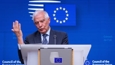 The EU's top diplomat Josep Borrell speaks during a meeting of foreign ministers in Brussels. EPA