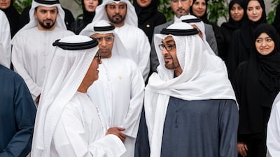 President Sheikh Mohamed attends the launch of the Barakatna project to support senior citizens. Photo: Hamad Al Kaabi / UAE Presidential Court