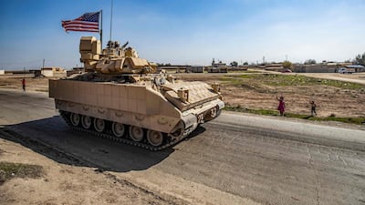 US soldiers on a patrol in Syria's north-eastern Hasakah province on February 13, 2021. AFP