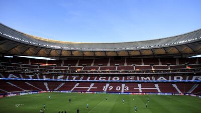 A general view of the Wanda Metropolitano stadium as Chelsea players take part in a training session. Gonzalo Arroyo Moreno / Getty Images