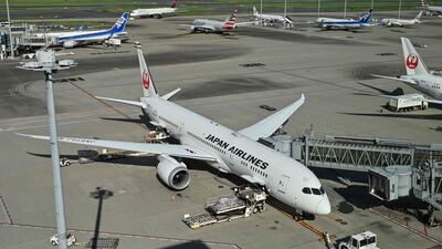 A Japan Airlines passenger jet at Tokyo International Airport at Haneda. Japan Airlines reported a cyber attack on Thursday causing flight delays. AFP