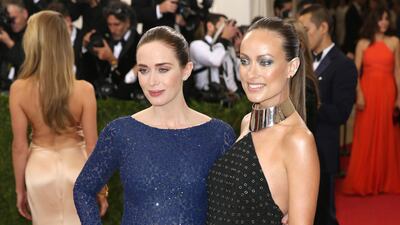 Emily Blunt, in Michael Kors, and Olivia Wilde arrives for the Met Gala at the Metropolitan Museum of Art in New York, US, on May 2, 2016. EPA