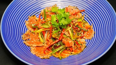 Thai beef salad with chilli and coriander vinaigrette. Victor Besa for The National