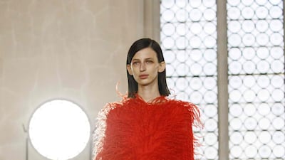 A fringed look by Sharon Wachaub for spring / summer 2020 at London Fashion Week. Tolga Akmen, AFP