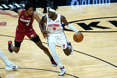 Detroit Pistons forward Jerami Grant drives to the basket. AP