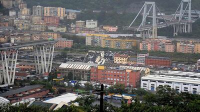 The collapsed Morandi Bridge in Genoa. Reuters