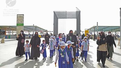 Her Excellency Jameela Al Muhairi, Minister of State for Public Education, accompanies government school pupils on a trip to Expo 2020 Dubai
