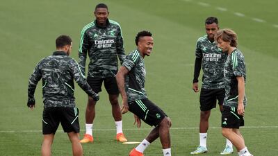 Real Madrid's players during training ahead of the match against RB Leipzig. AFP