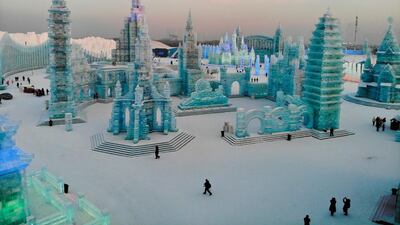 A view of some of the ice sculptures. AFP