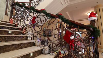 The staircase is lined with stockings. Photo: Pawan Singh/ The National